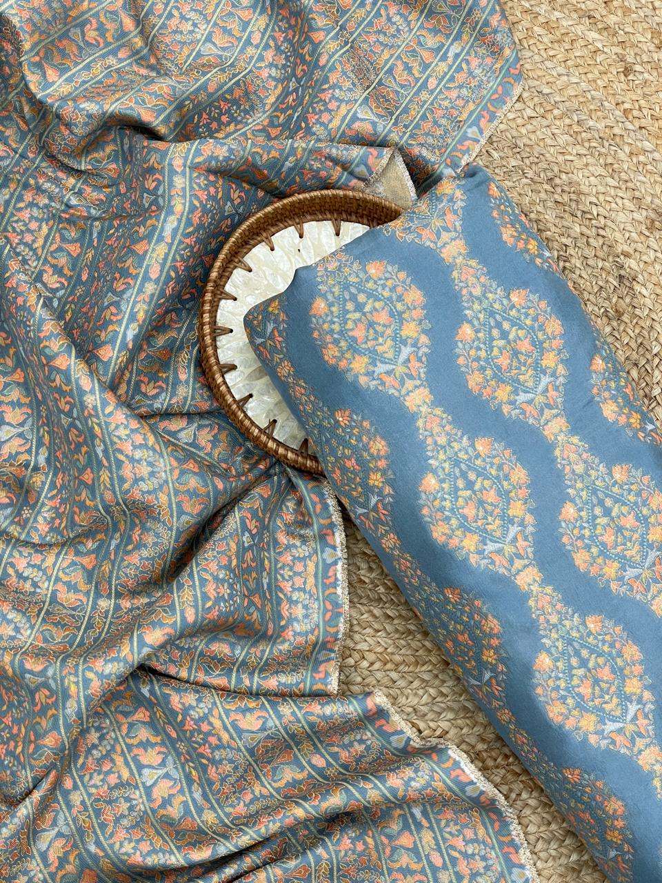 Banarasi Brocade With Position Print Set 44"Inch (colours Available)