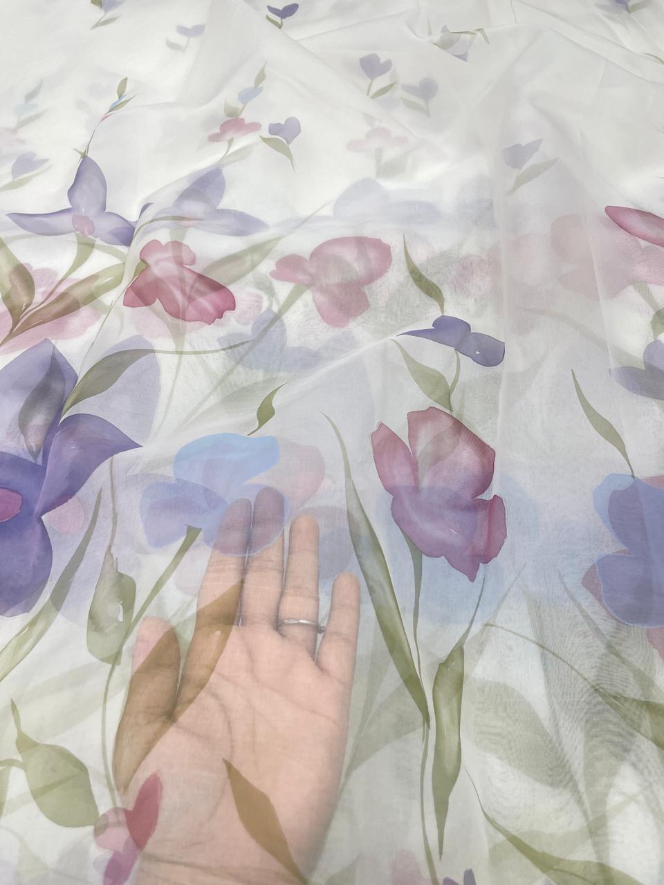 Pure Silk Organza Hand Paint
