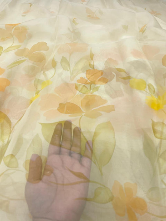 Pure Silk Organza Hand Print