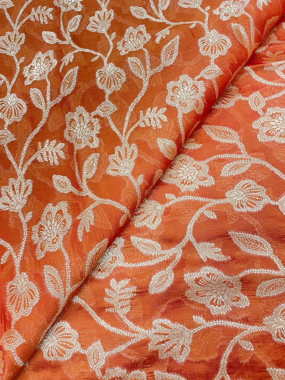 Pure Dupion Silk Brocade (Color Available) 44"Inch