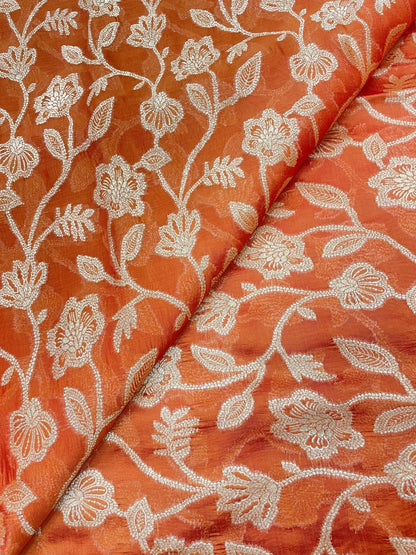 Pure Dupion Silk Brocade (Color Available) 44"Inch