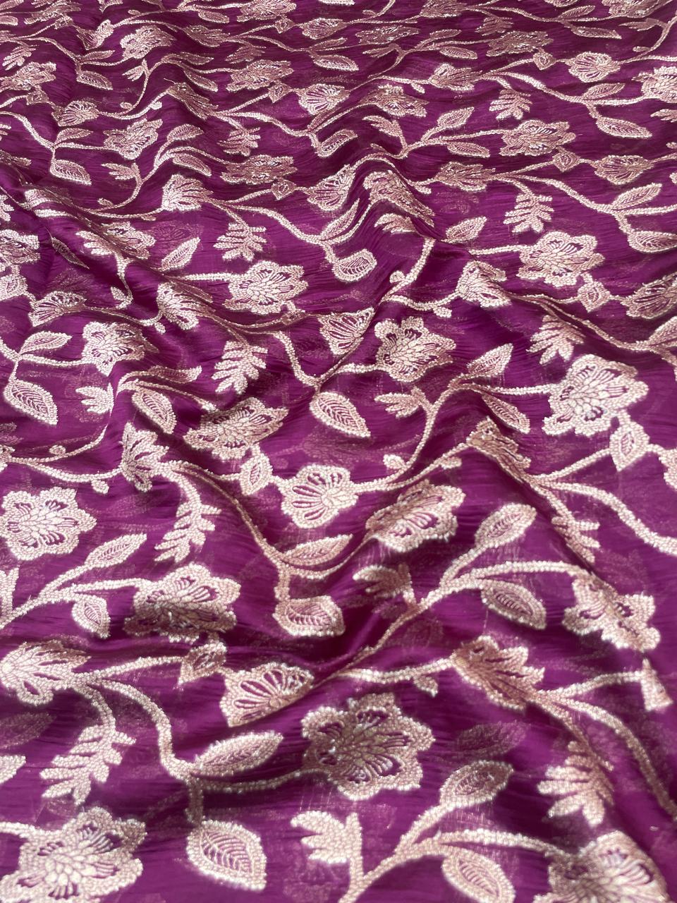 Pure Dupion Silk Brocade (Color Available) 44"Inch