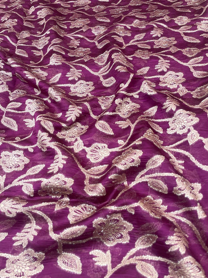 Pure Dupion Silk Brocade (Color Available) 44"Inch