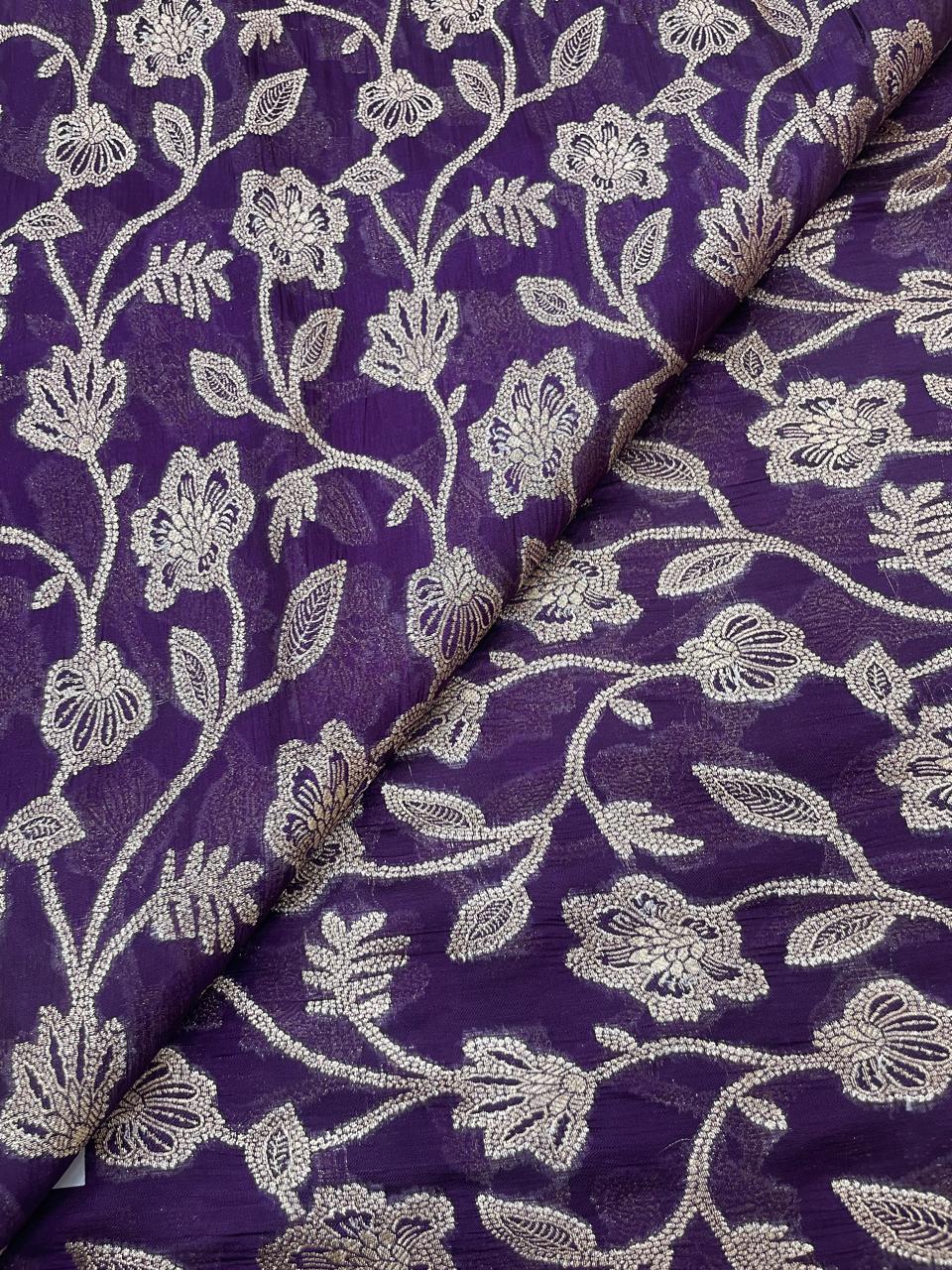 Pure Dupion Silk Brocade (Color Available) 44"Inch