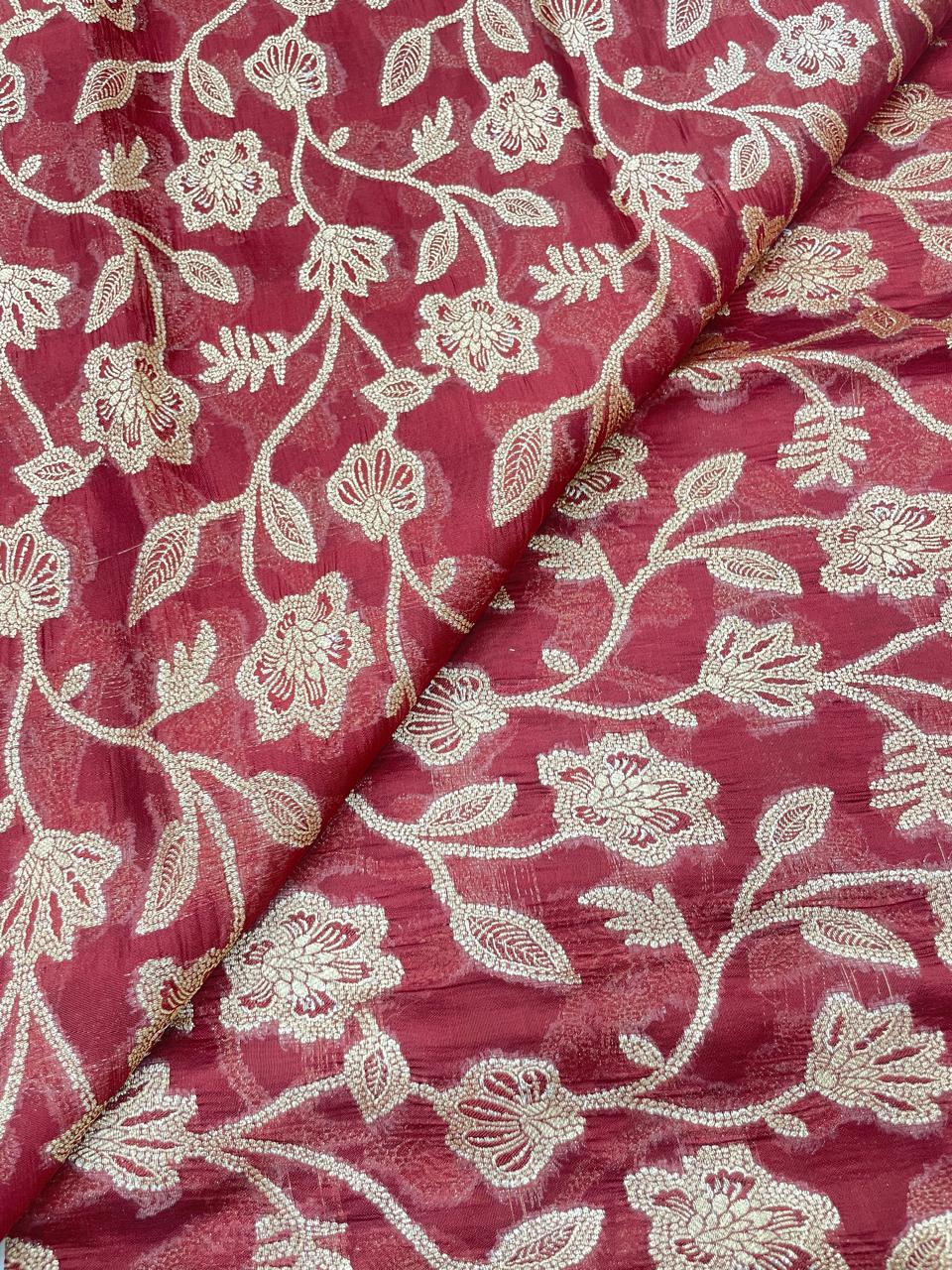 Pure Dupion Silk Brocade (Color Available) 44"Inch