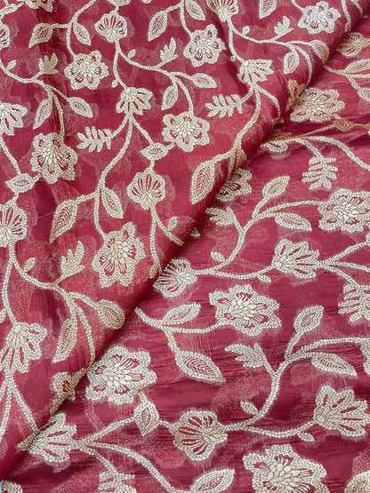 Pure Dupion Silk Brocade (Color Available) 44"Inch