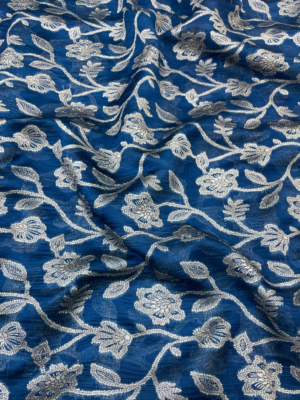 Pure Dupion Silk Brocade (Color Available) 44"Inch