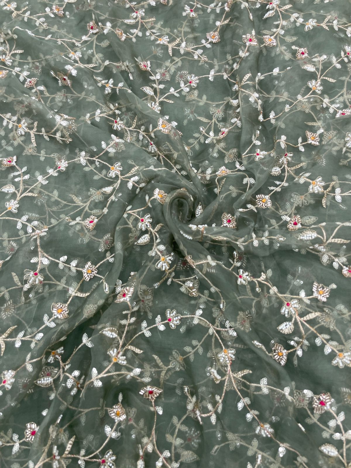 Silk Organza Embroidery 44"Inch (Colours Available)