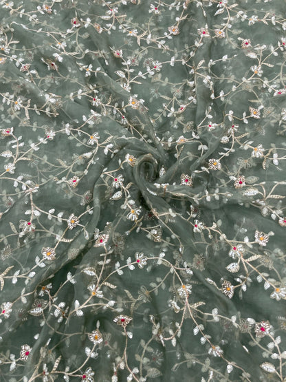 Silk Organza Embroidery 44"Inch (Colours Available)