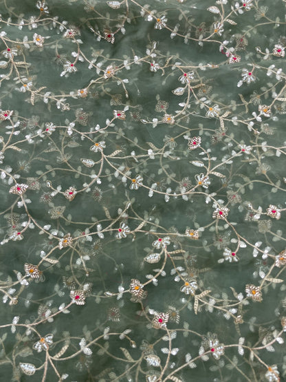 Silk Organza Embroidery 44"Inch (Colours Available)