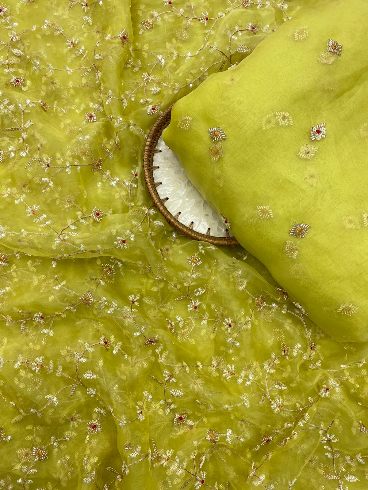 Silk Organza Embroidery Set  44"Inch (Colours Available)