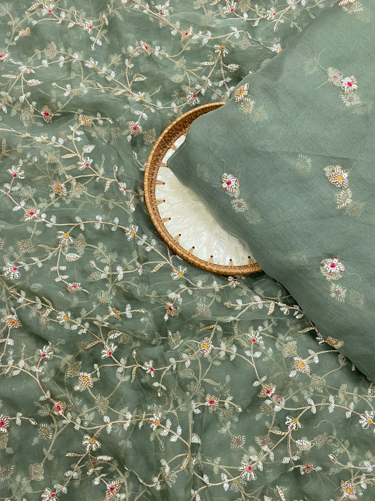 Silk Organza Embroidery Set  44"Inch (Colours Available)