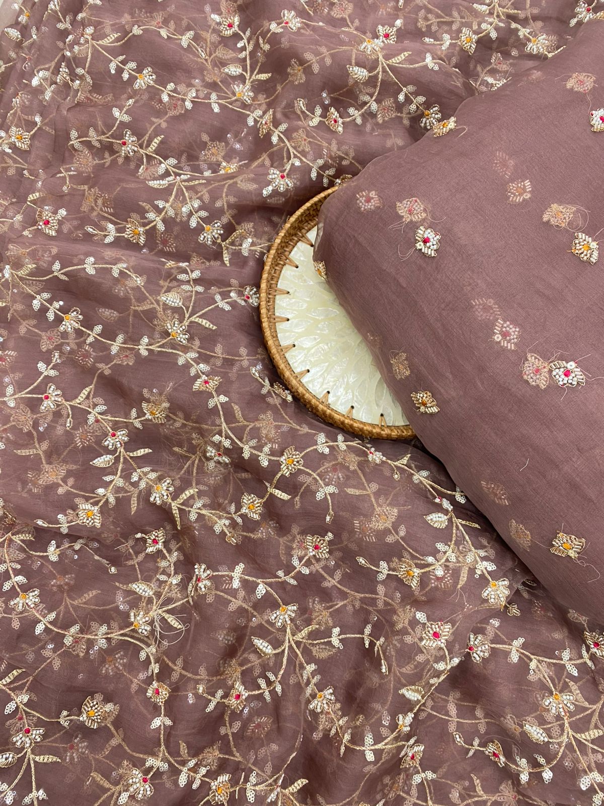 Silk Organza Embroidery Set  44"Inch (Colours Available)