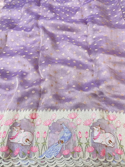 Pure Tissue Zari Butti With Multi Embroidery (Color Available)