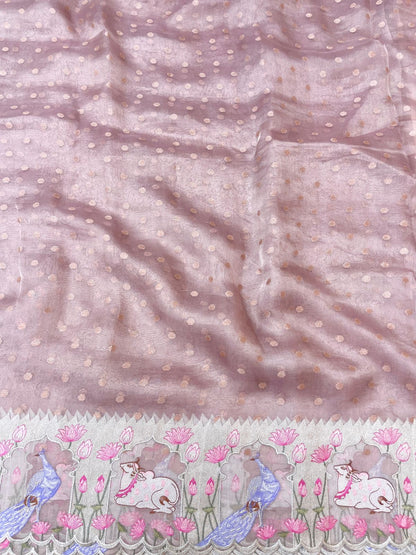 Pure Tissue Zari Butti With Multi Embroidery (Color Available)