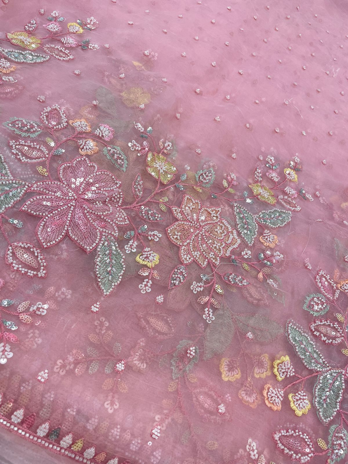 Silk Organza Embroidery Beads (Color Available) 54"Inch