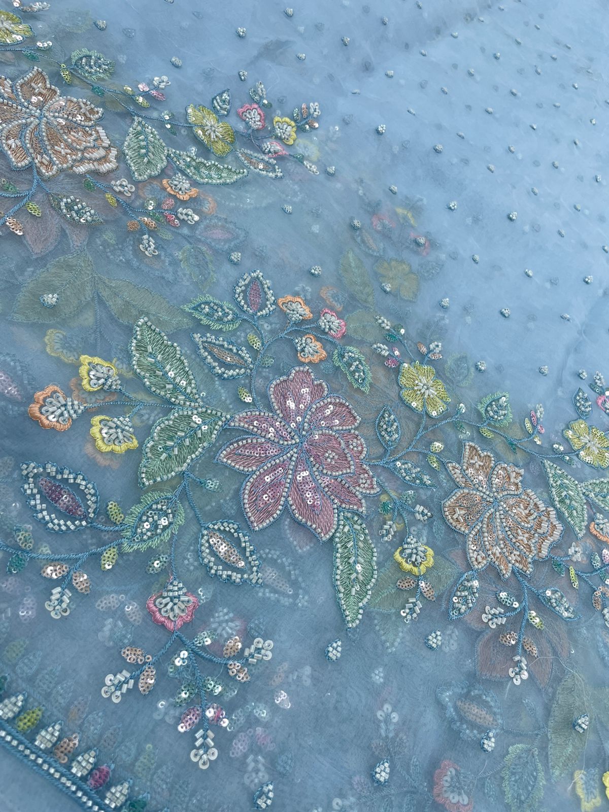 Silk Organza Embroidery Beads (Color Available) 54"Inch