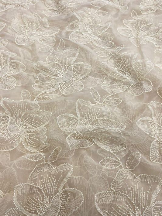 Organza Beads Embroidery (Color Available) 44"Inch