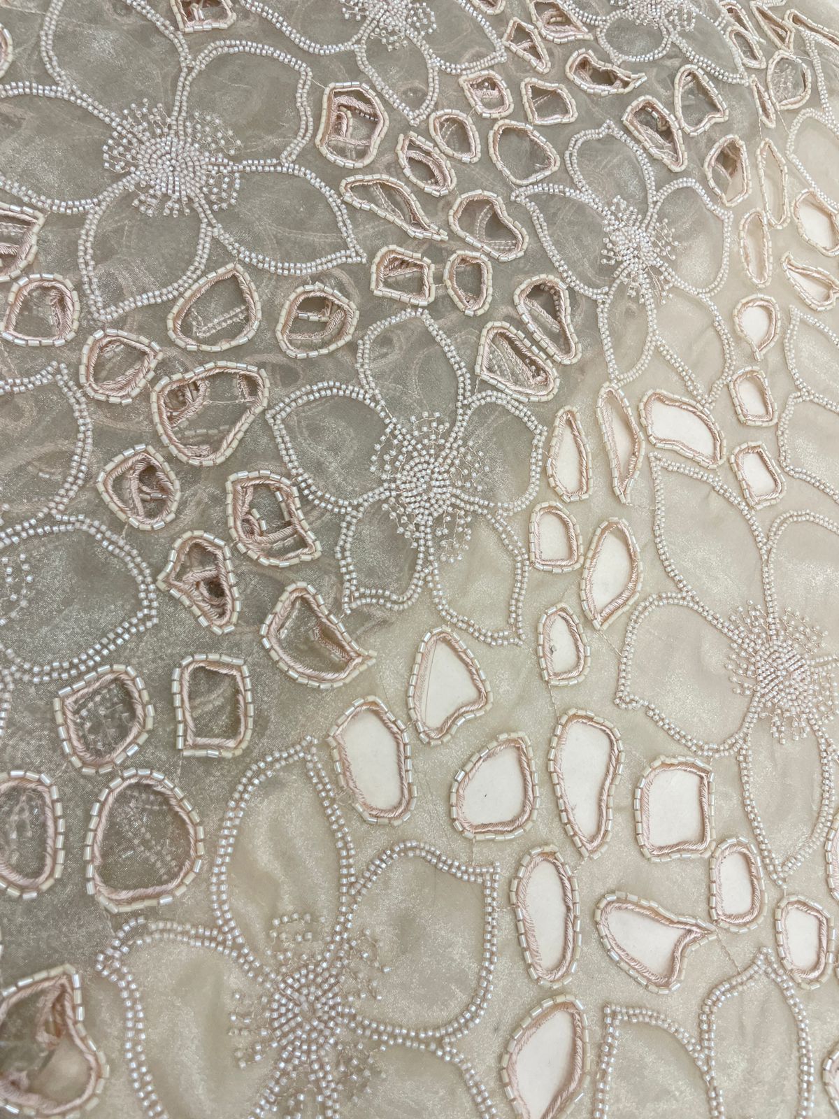 Tissue Cutwork With Beads Embroidery