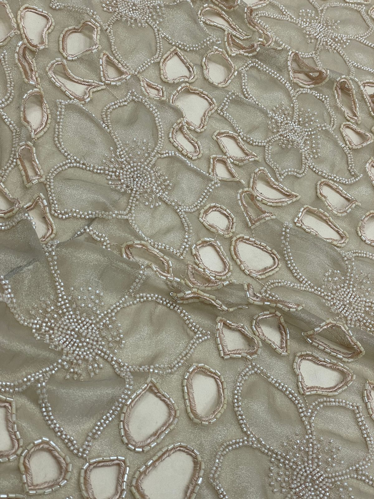 Tissue Cutwork With Beads Embroidery