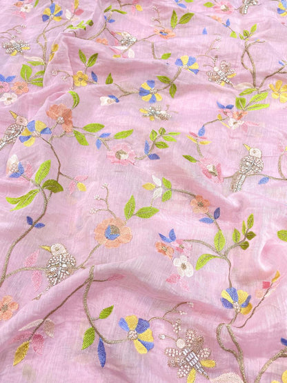 Chanderi Multithread With Beads Embroidery (Colors Available)