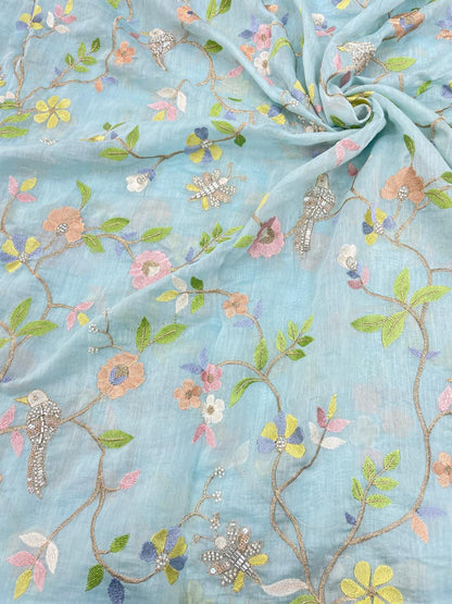 Chanderi Multithread With Beads Embroidery (Colors Available)