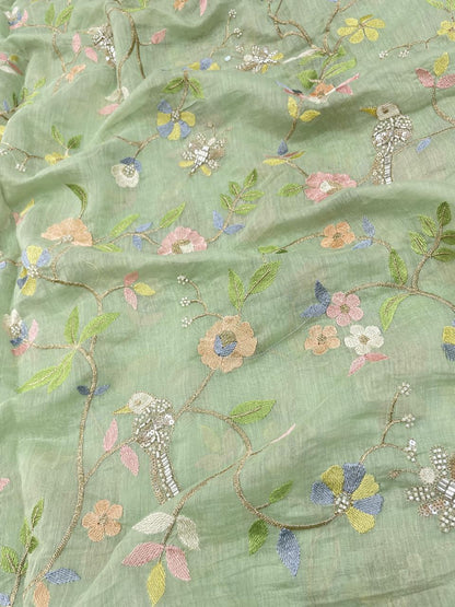 Chanderi Multithread With Beads Embroidery (Colors Available)