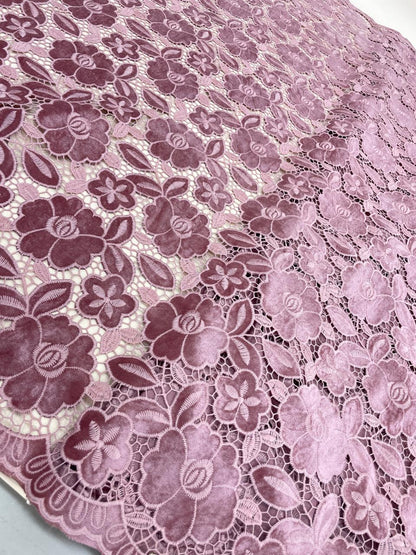 Velvet Cutwork Crochet Embroidery (Color Available)