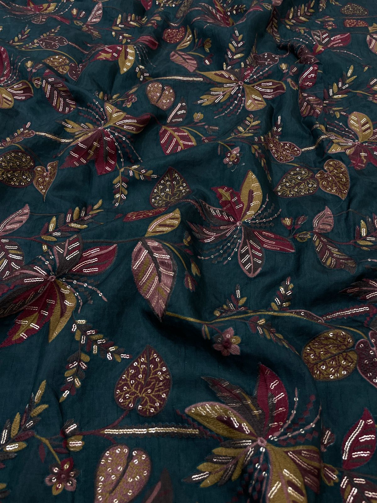 Dola Silk Print With Embroidery (Color Available)