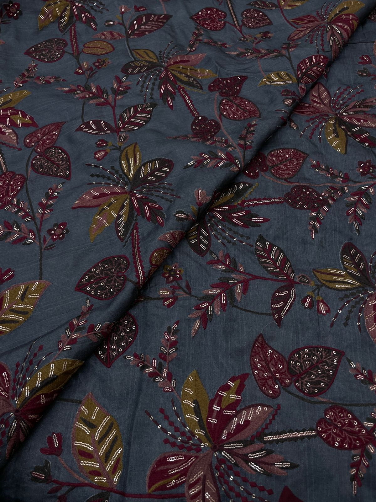 Dola Silk Print With Embroidery (Color Available)