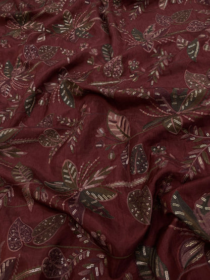 Dola Silk Print With Embroidery (Color Available)