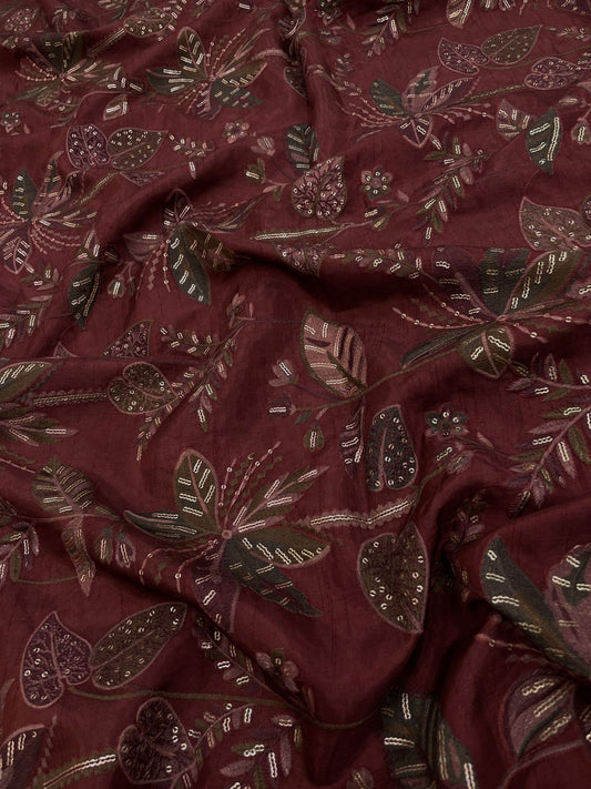 Dola Silk Print With Embroidery (Color Available)