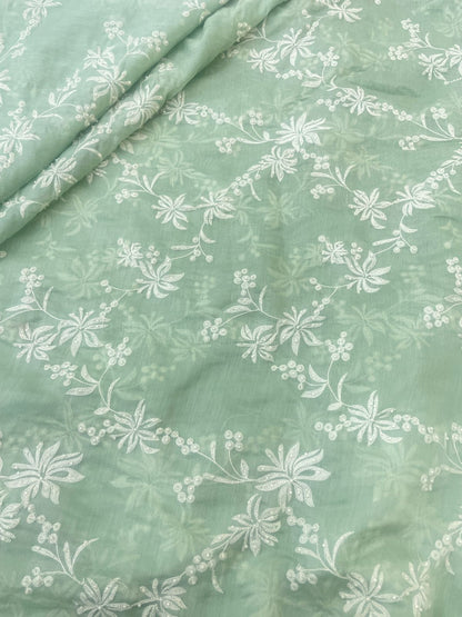 Chanderi embroidery with beads (Color Available) 44"Inch