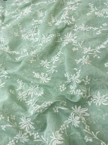 Chanderi embroidery with beads (Color Available) 44"Inch