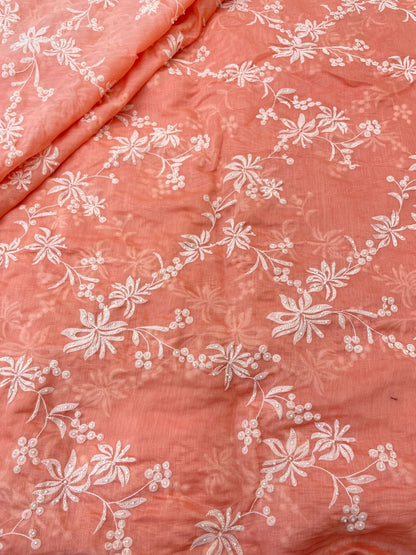 Chanderi embroidery with beads (Color Available) 44"Inch