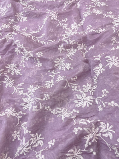 Chanderi embroidery with beads (Color Available) 44"Inch