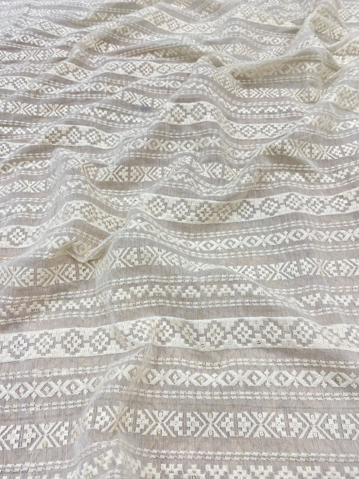 Chanderi Silk Embroidery (Dyeable) 44"inch