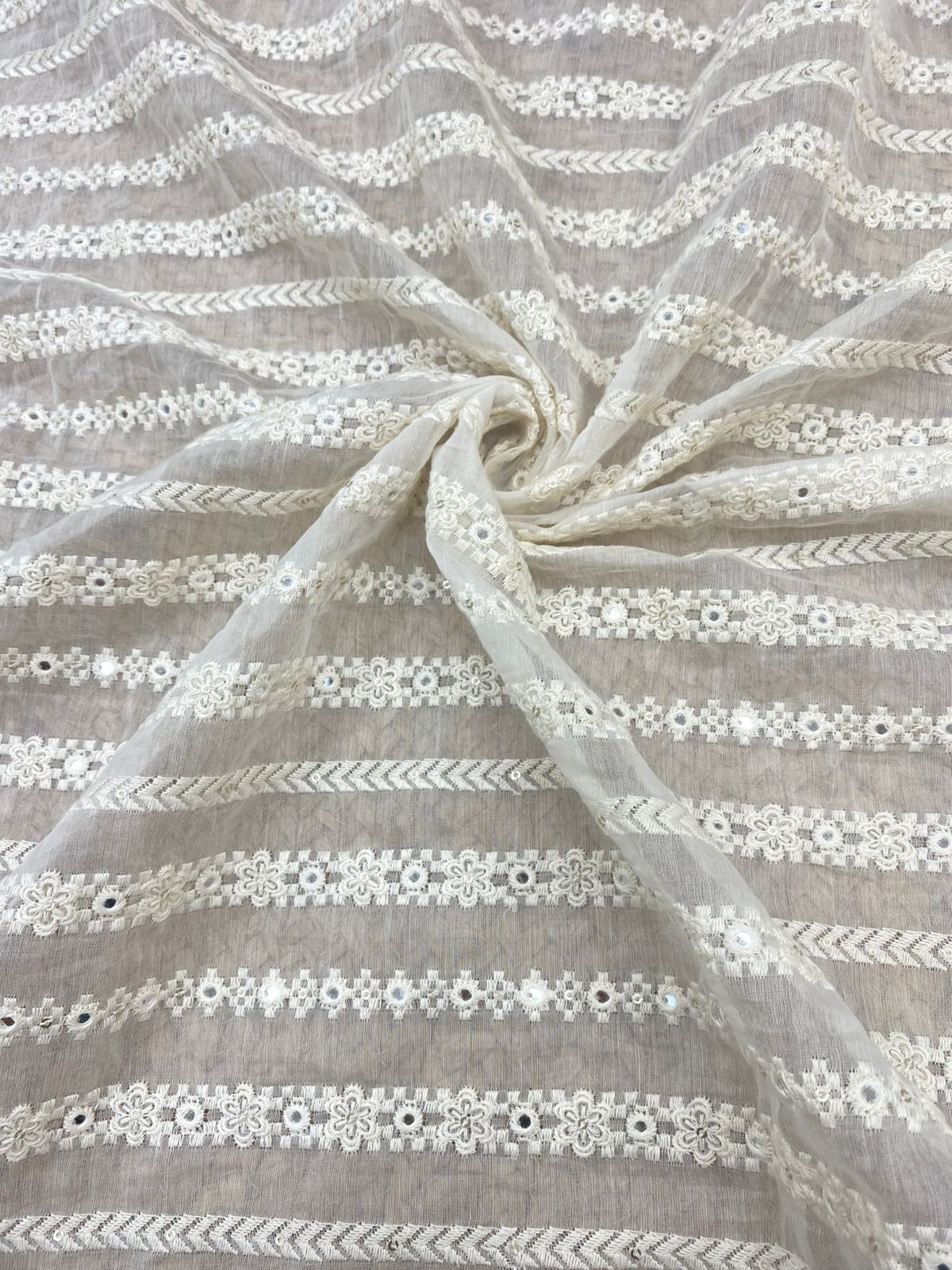 Chanderi Silk Embroidery (Dyeable) 44"inch