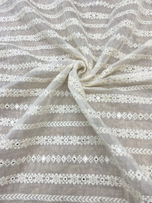 Chanderi Silk Embroidery (Dyeable) 44"inch