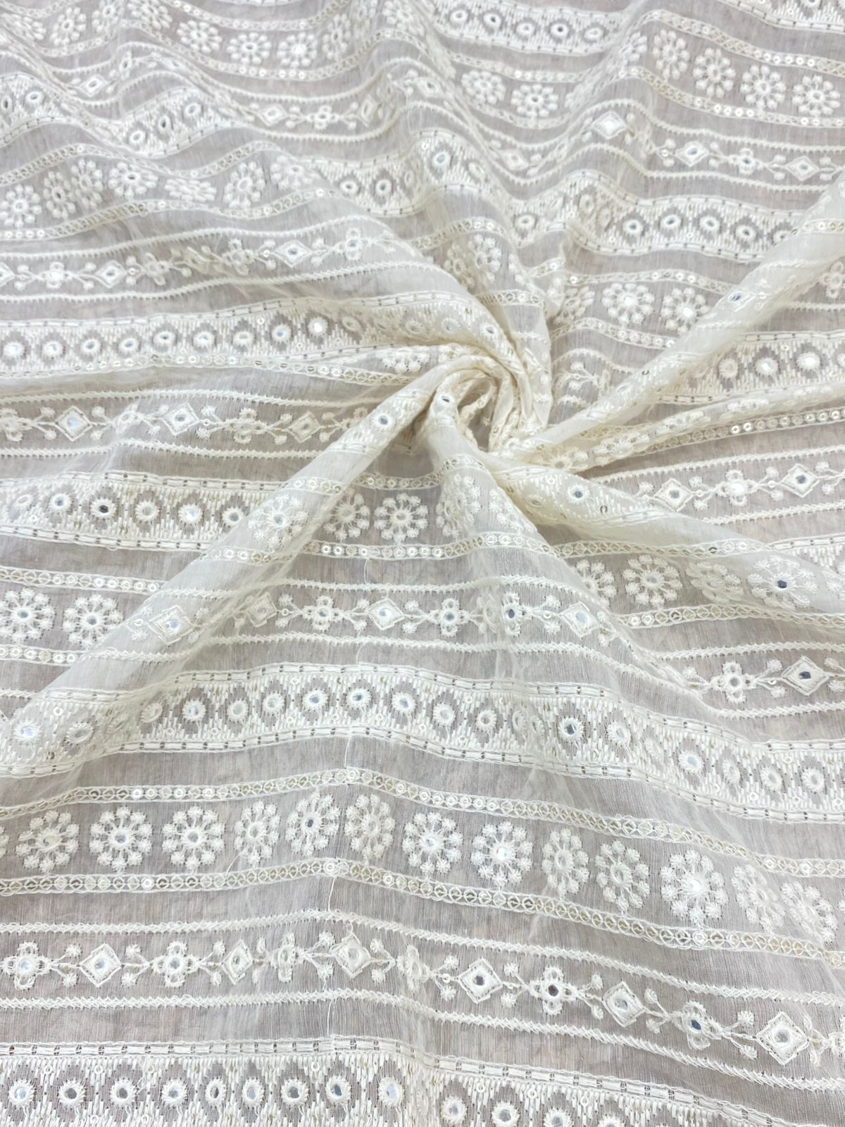 Chanderi Silk Embroidery (Dyeable) 44"inch