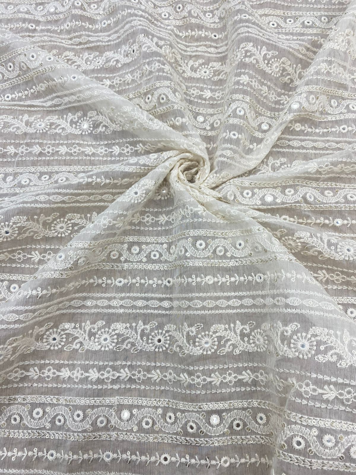 Chanderi Silk Embroidery (Dyeable) 44"inch