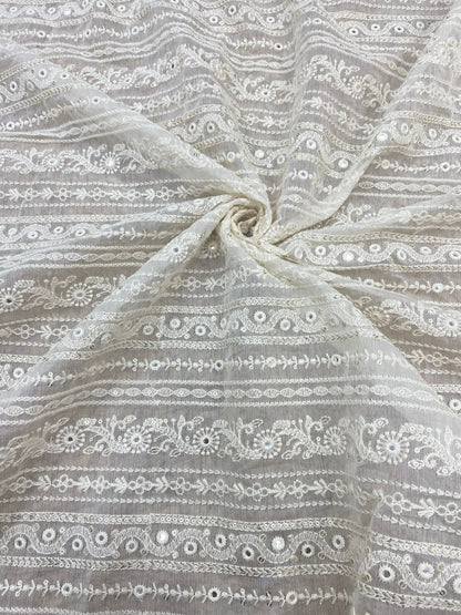 Chanderi Silk Embroidery (Dyeable) 44"inch