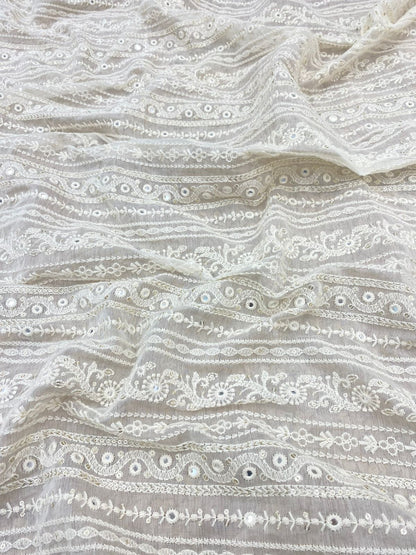 Chanderi Silk Embroidery (Dyeable) 44"inch