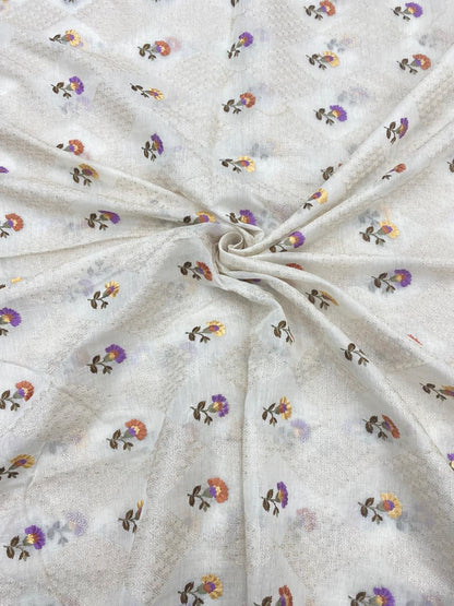 Chanderi Multithread Embroidery With Sequence