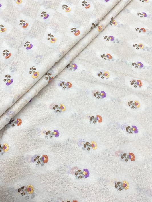 Chanderi Multithread Embroidery With Sequence