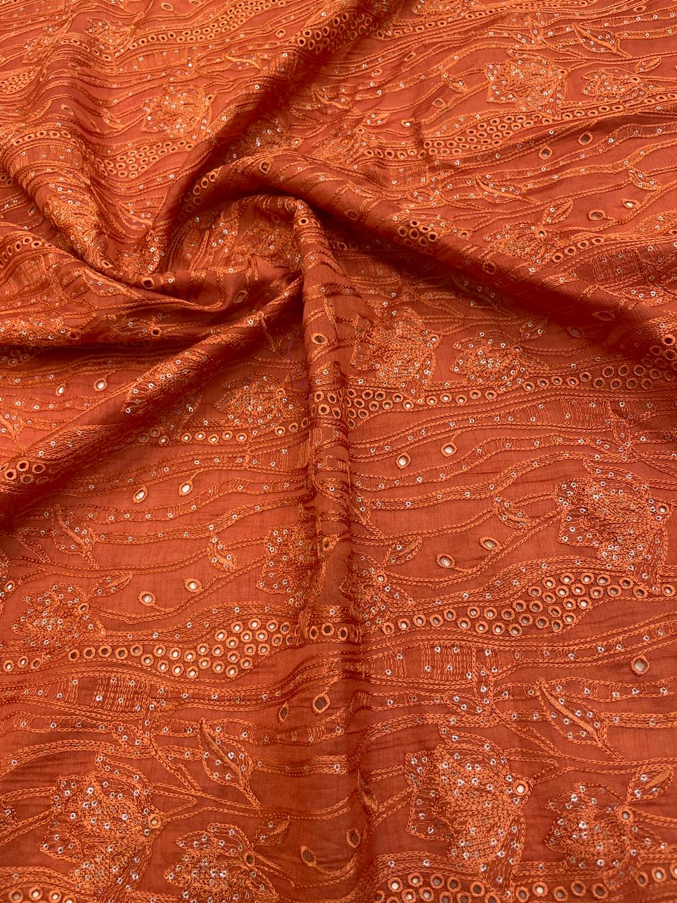 Pure Chanderi Embroidery (Color Available) 44"Inch