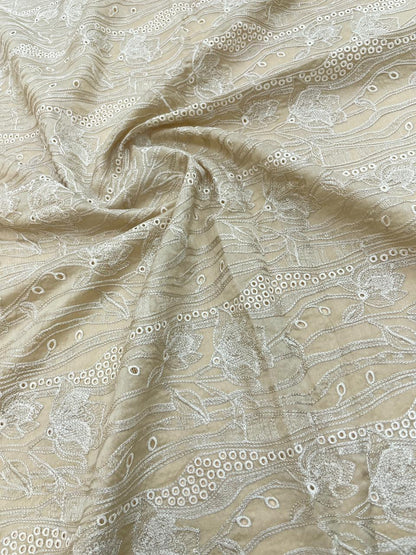 Pure Chanderi Embroidery (Color Available) 44"Inch