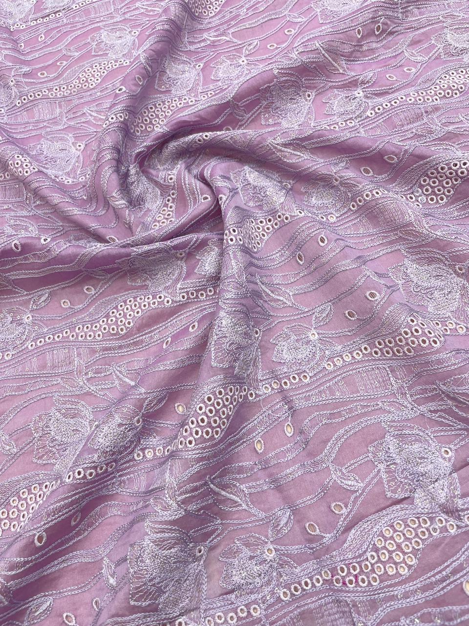 Pure Chanderi Embroidery (Color Available) 44"Inch