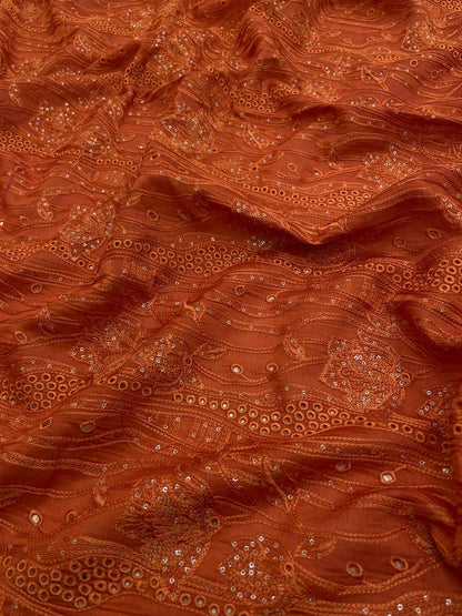 Pure Chanderi Embroidery (Color Available) 44"Inch