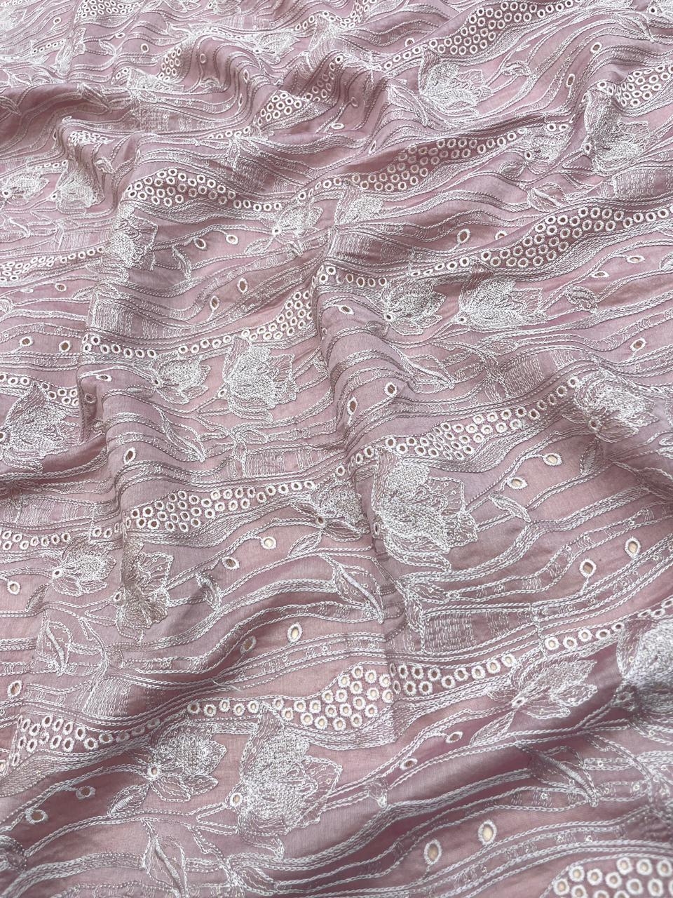 Pure Chanderi Embroidery (Color Available) 44"Inch